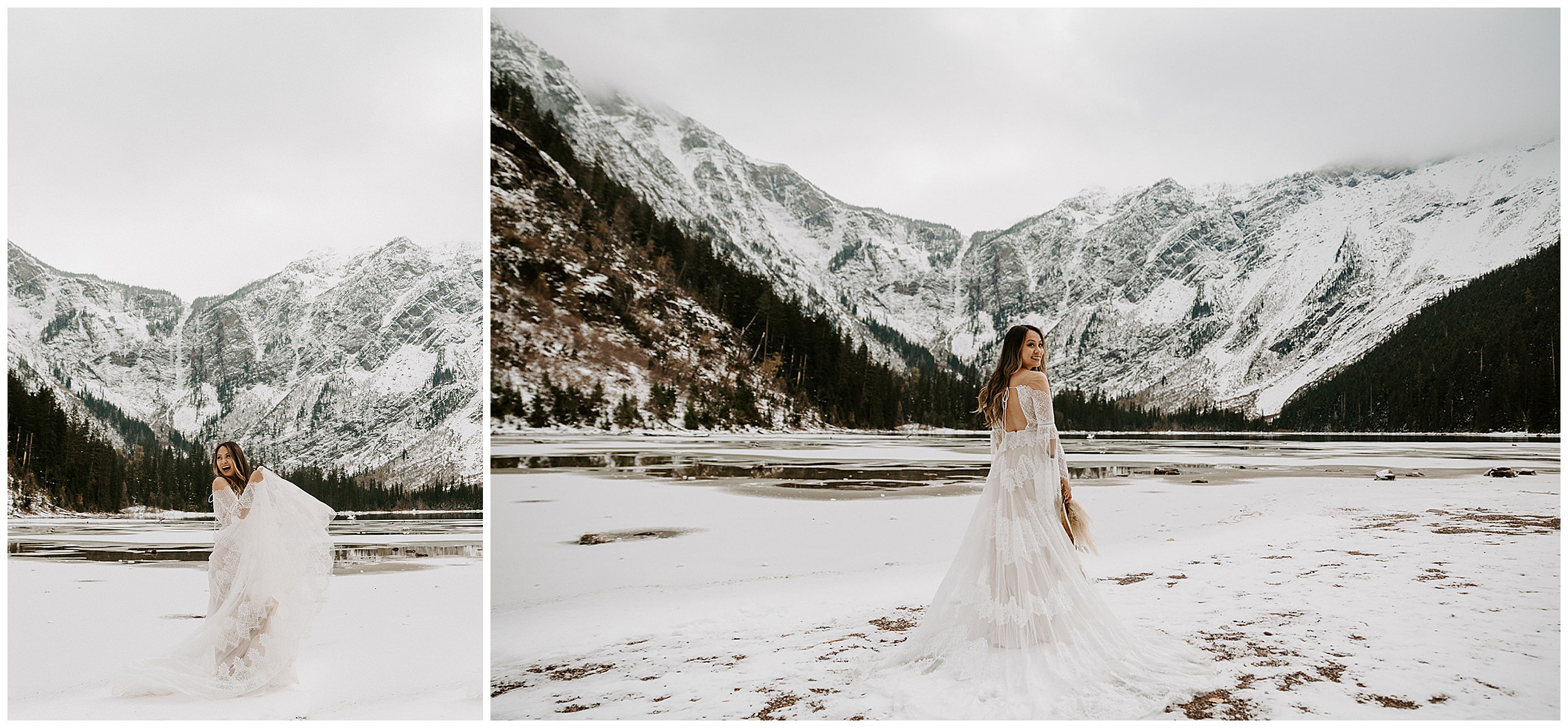 bride in glacier national park