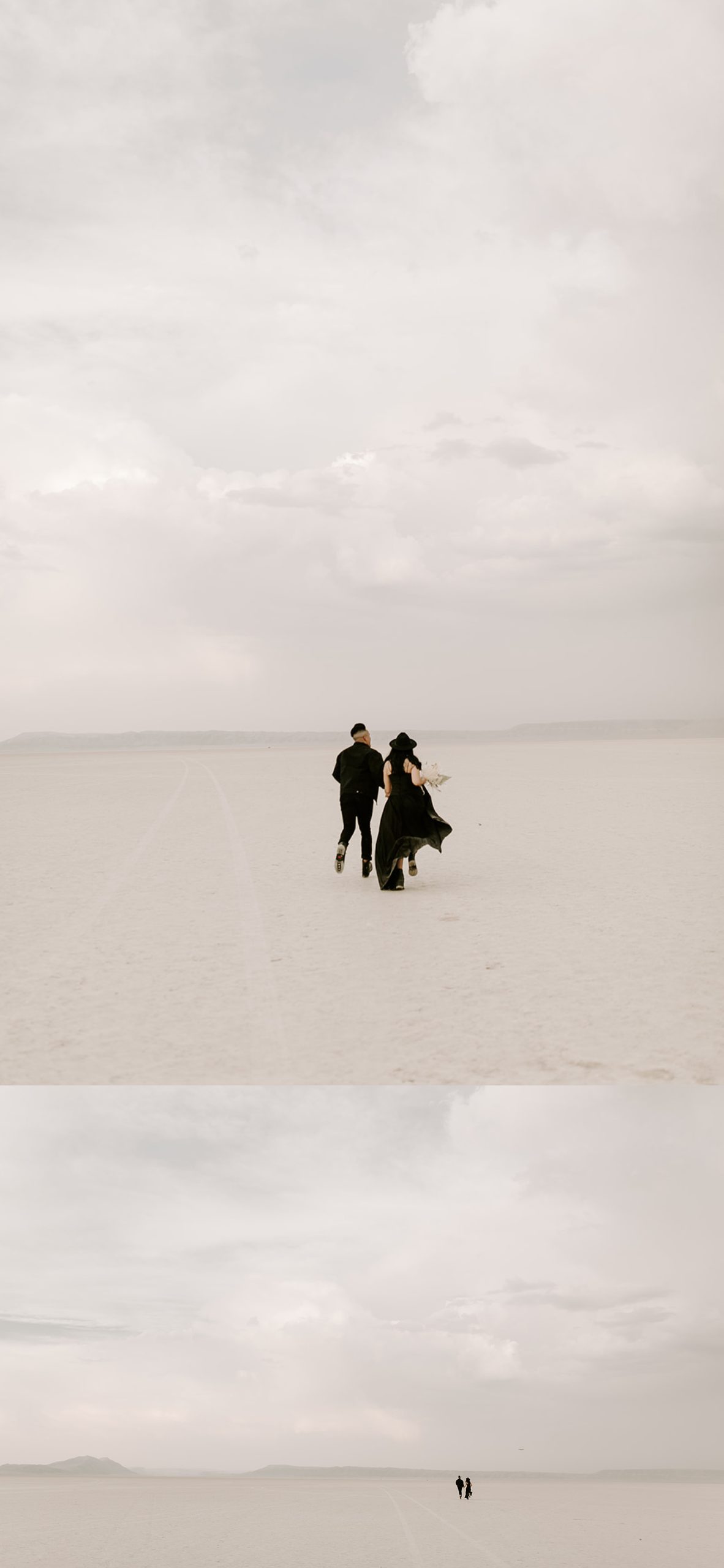 couple running in desert