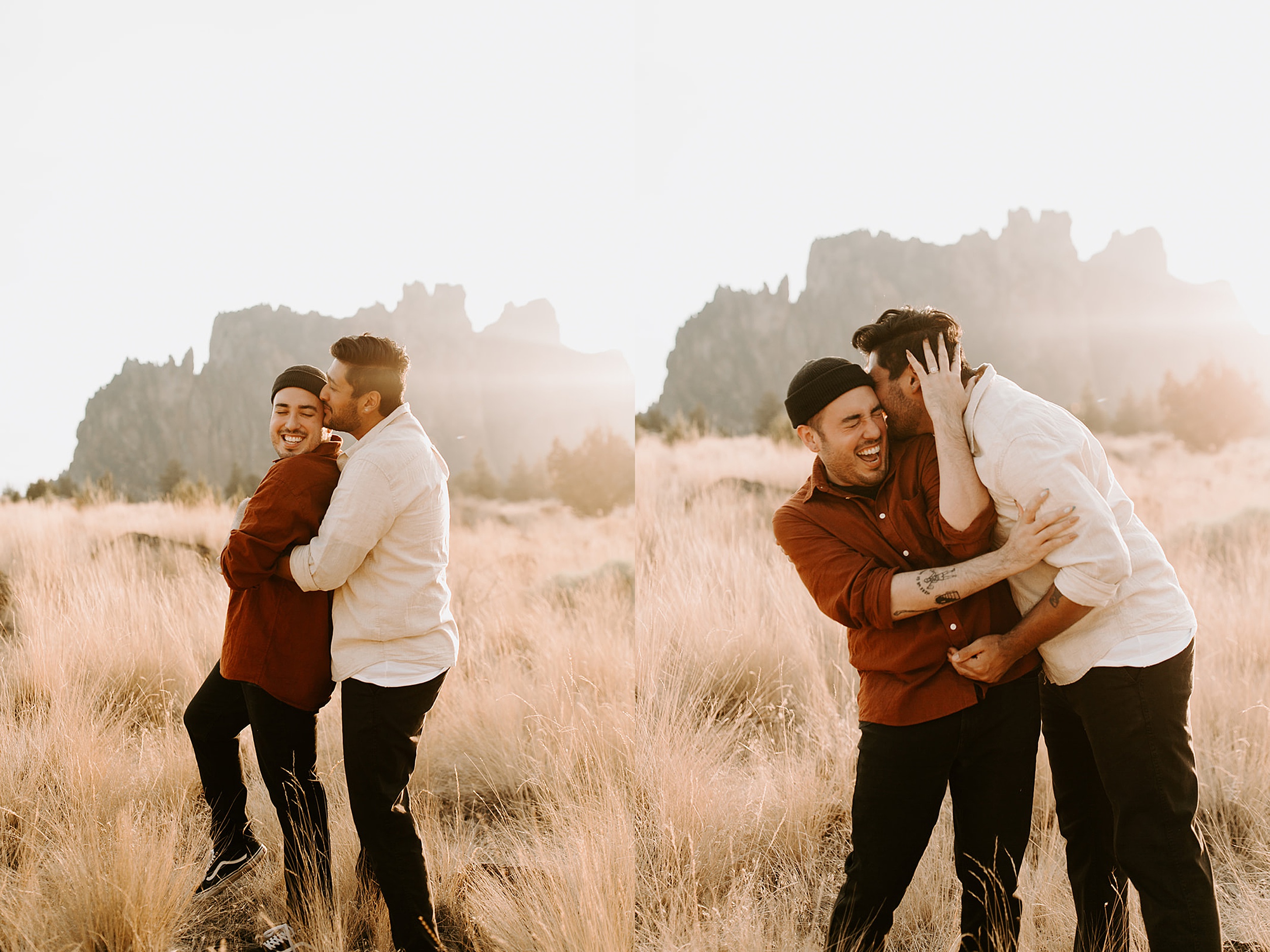 couple hugging at smith rock