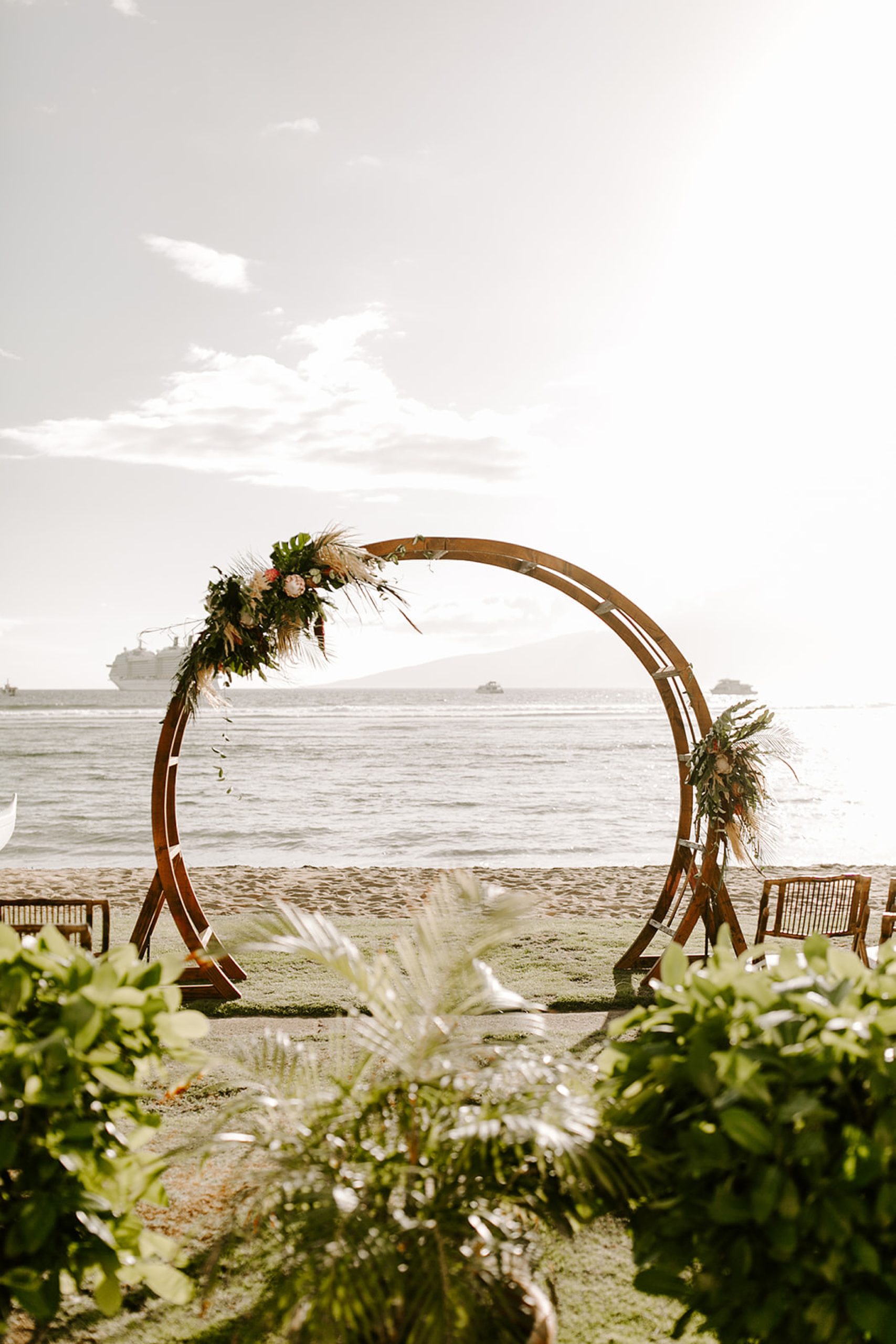 wedding arbor on a beach